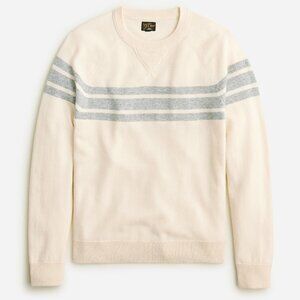 NWT J Crew 100% Cashmere Ivory Cream & Gray Striped Sweater